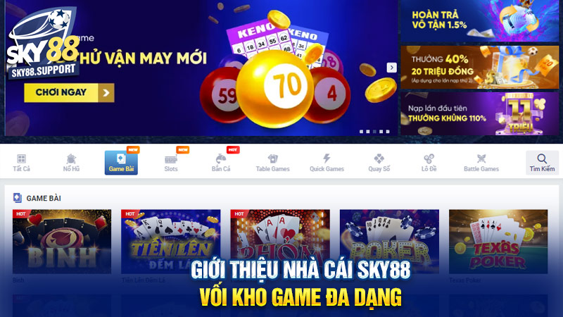 Giới thiệu nhà cái Sky88 vối kho game đa dạng